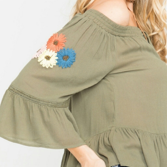 Miss Me peasant tassle boho floral  top - Picture 2 of 9